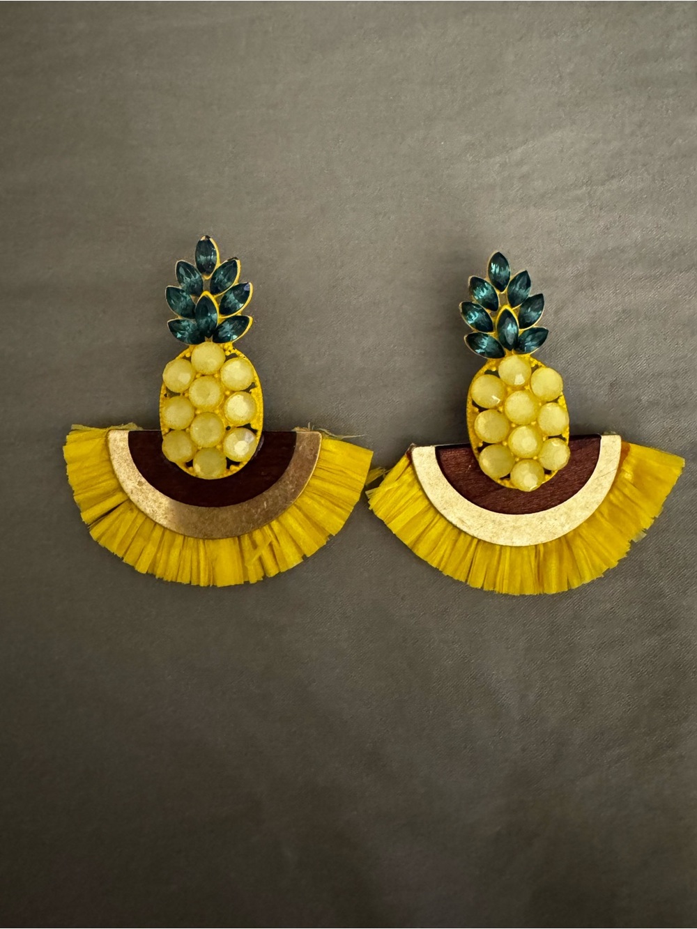 Yellow Pineapple Statement Fringe Earrings